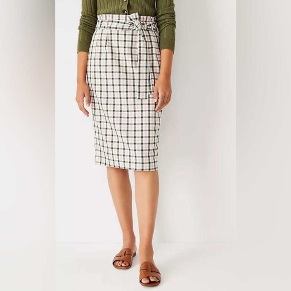 Ann Taylor Plaid Paperbag‎ Pencil Skirt Lined | Women Size 14